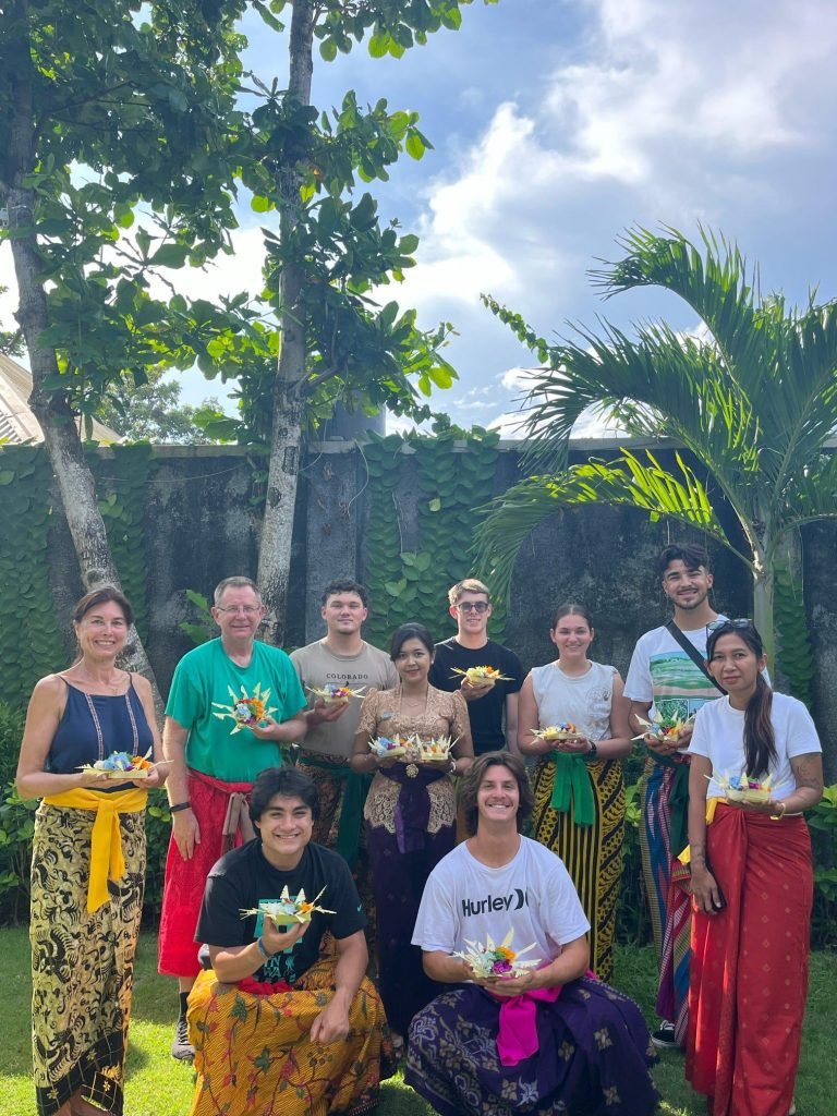 Participants of the faculty-led program posing for a group photo at the Canang Sari workshop.