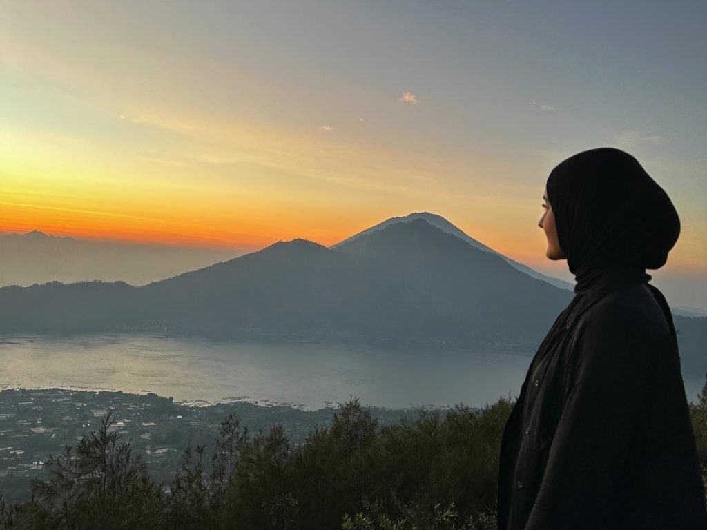 Gonca during her study abroad experience in Bali at the Mt. Batur sunrise trekking