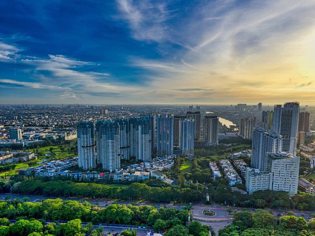 Beautiful sunset view over jakarta