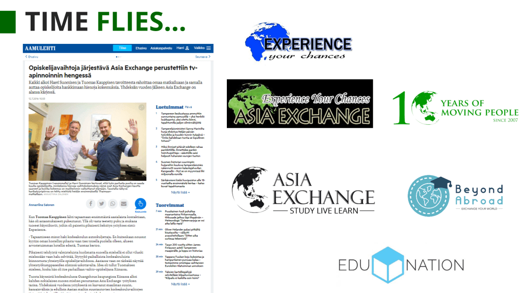 The article that, through a series of butterfly effects, eventually led to the birth of our sister company, Edunation — together with examples of our earlier logos.