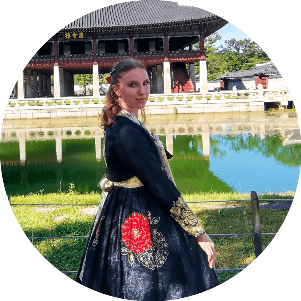 Girl wearing Hanbok studying in South Korea