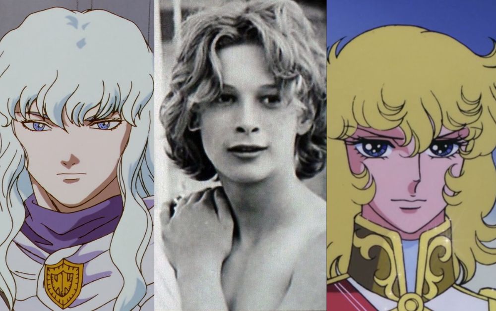 Images showing how Björn Andréson inspired multiple anime characters such as Griffith from Berserk and Lady Oscar from The Rose of Versailles.