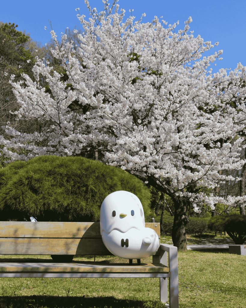 Decorated bench at Hanyang University in Seoul, South Korea