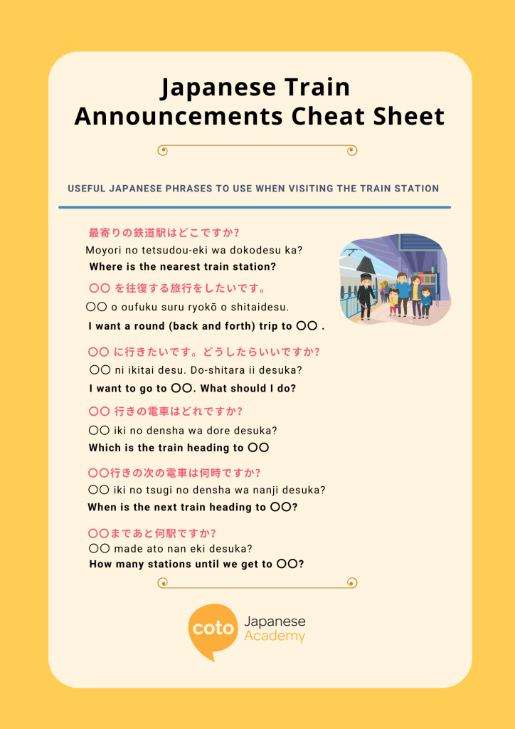 infographic of japanese train announcement cheat sheet