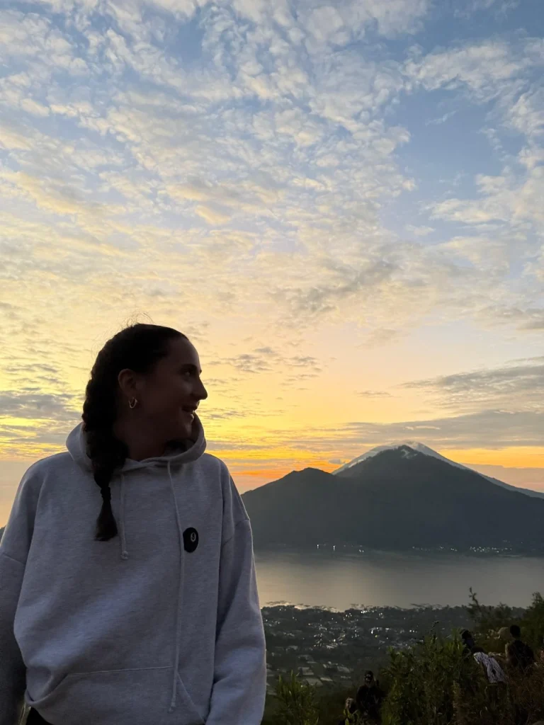 Emma during her gap year in Bali at a viewpoint