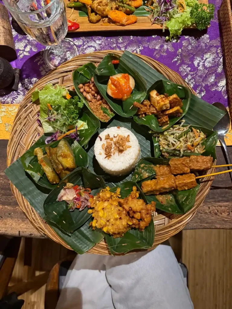 Local Balinese food at a restaurant in Bali