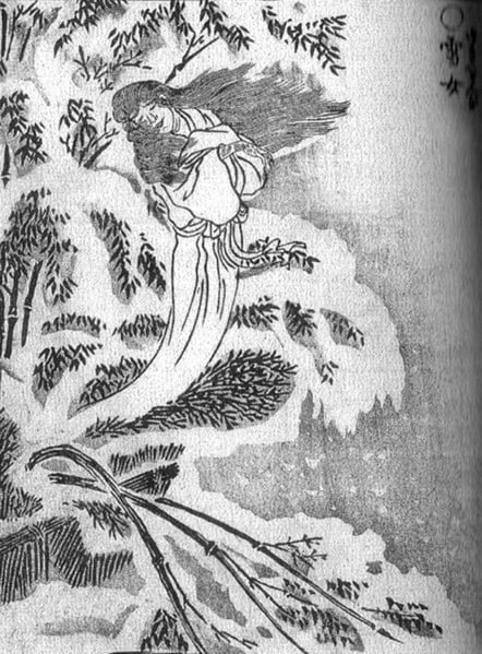 Yuki onna, one of the most popular yurei found in folklore throughout Japan and Japanese history. In most stories, she appears in snowy weather, is incredibly beautiful, and is often dangerous.