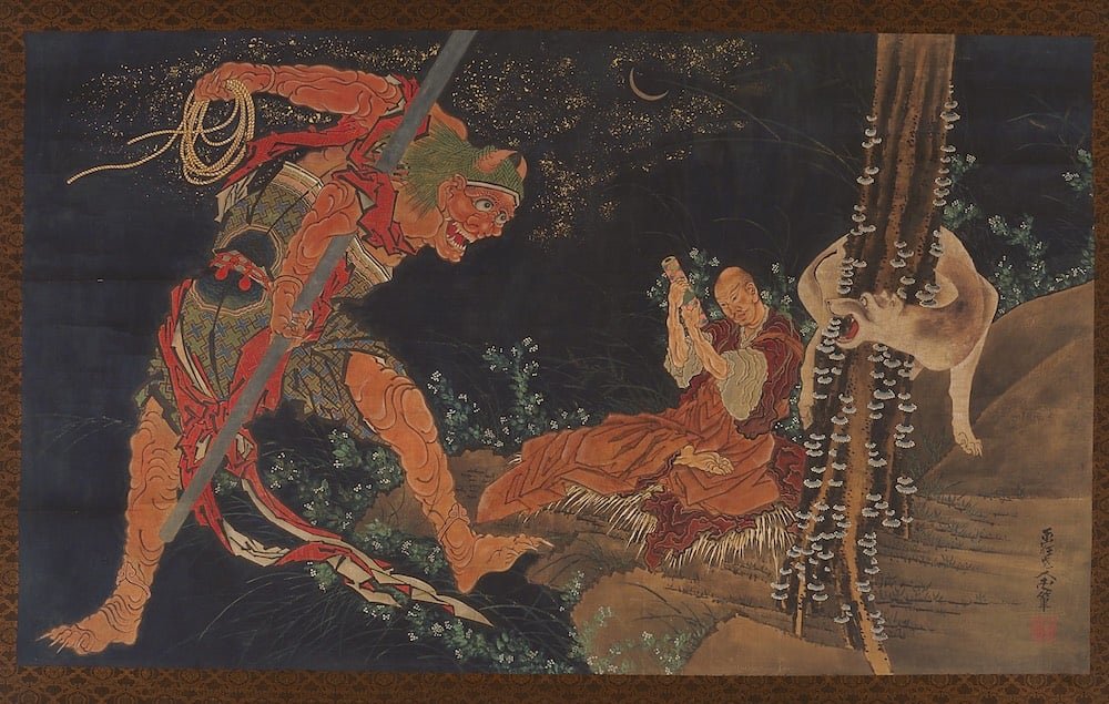 oni or demon, in Japanese folklore they are known to be powerful creatures that either protect the underworld or wreak havoc to humans